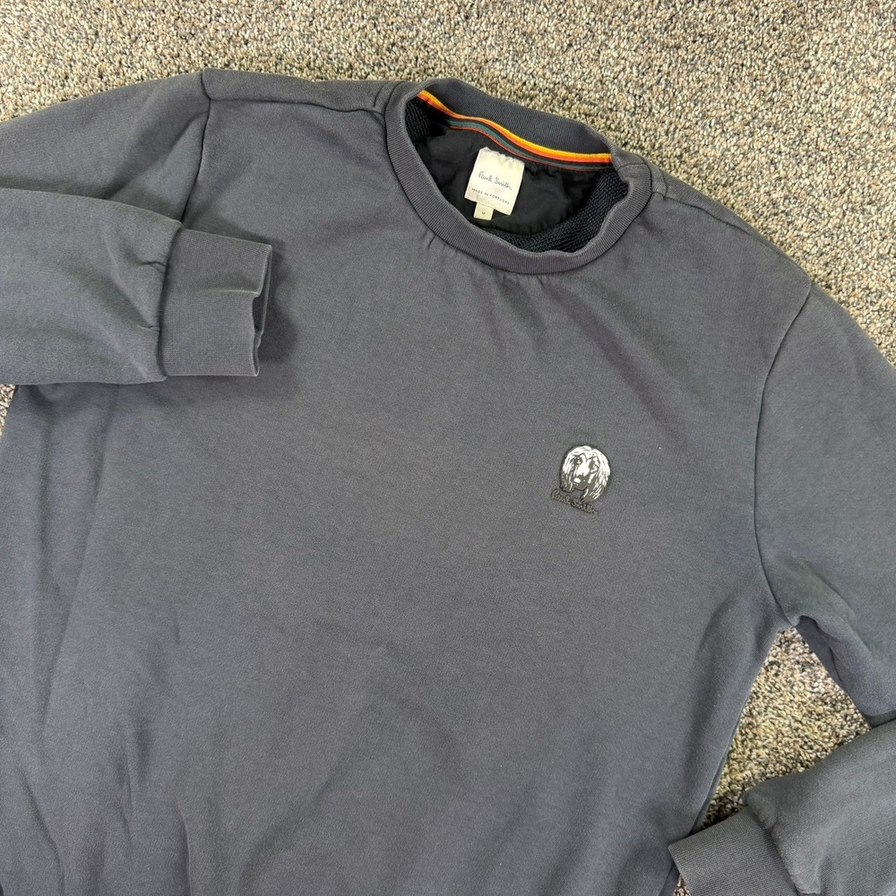 Paul Smith Dog Patch Crew Neck Sweatshirt Mens Medium Charcoal Gray Pullover